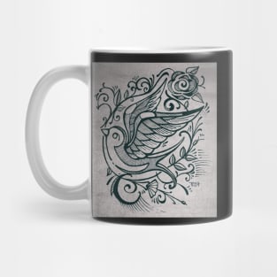 Swallow bird and flowers illustration Mug